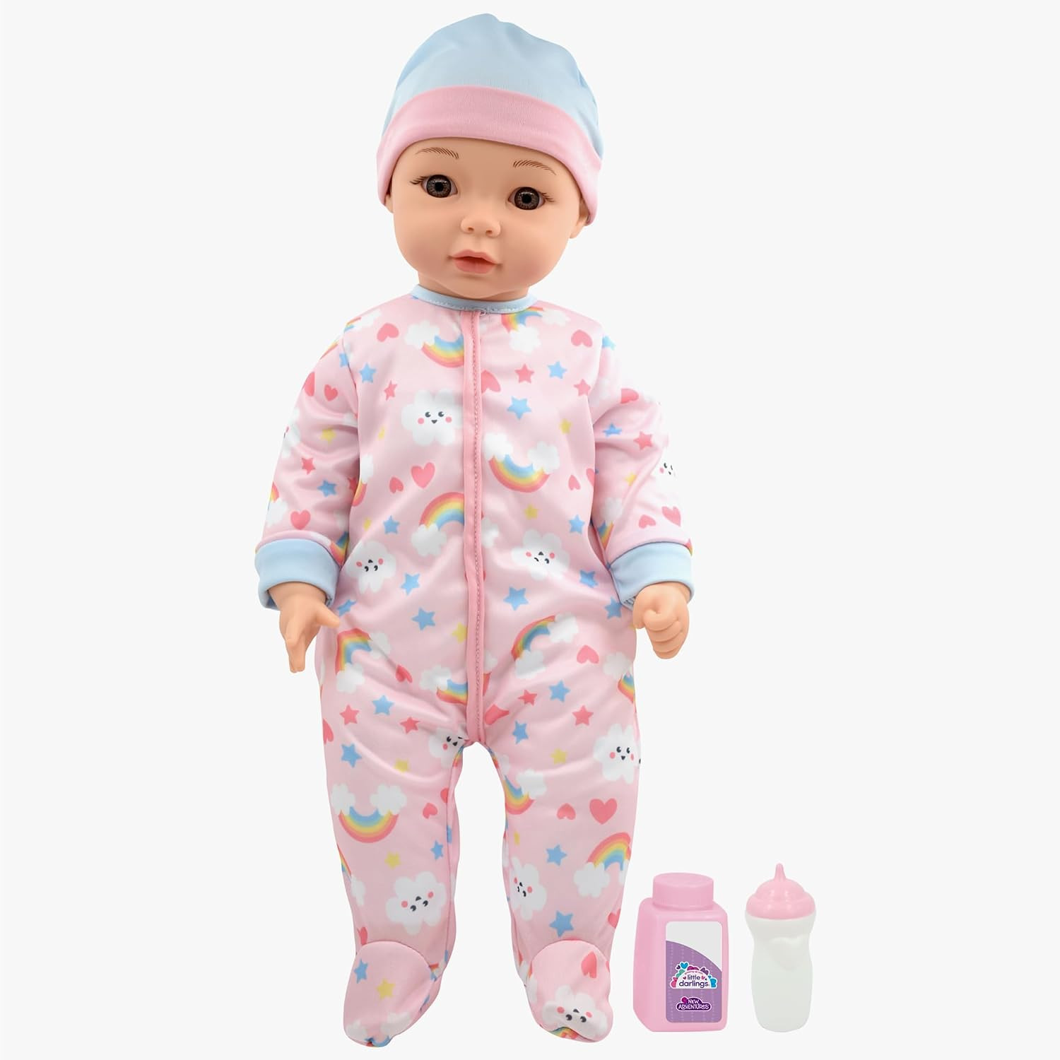 Little Darlings: 19″ Cuddle Baby – Pink Kitty – Talking Baby Doll Set W/Accessor