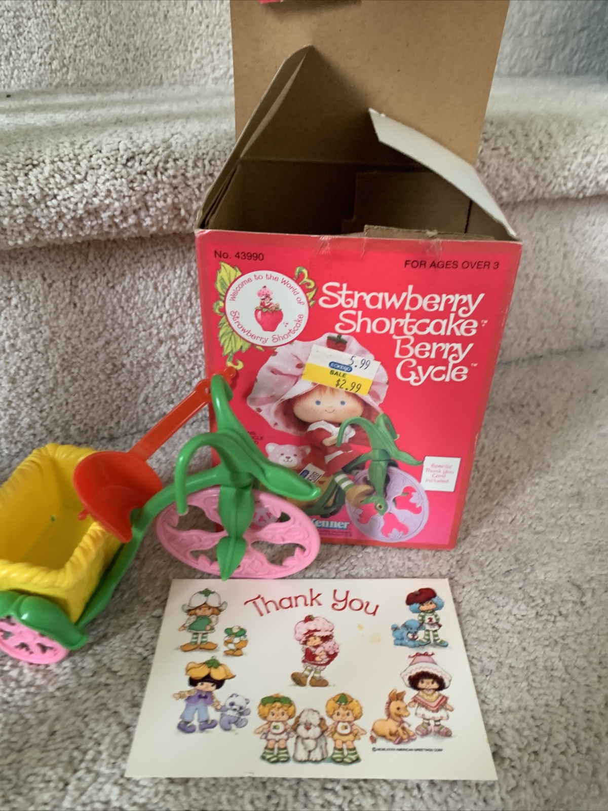 Vintage In Box 1981 Kenner Strawberry Shortcake doll Berry Cycle Thank you card!