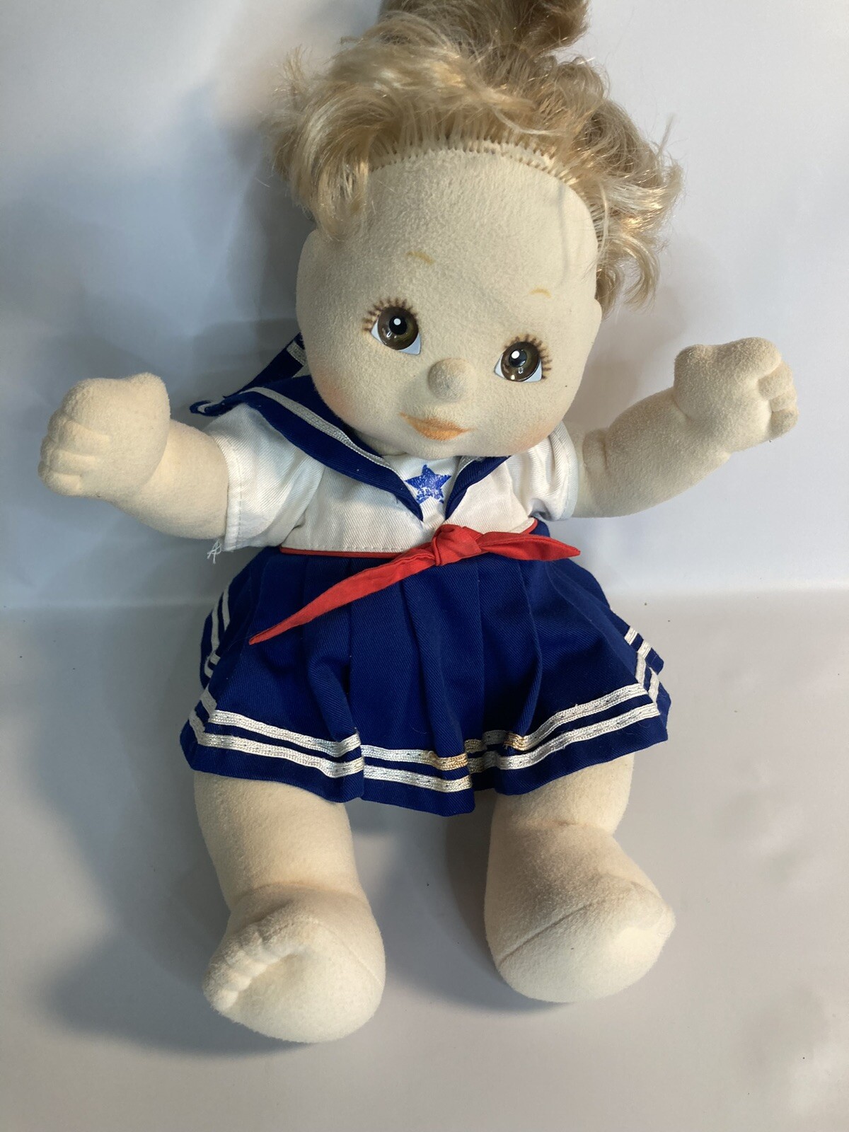 Vintage 1985 My Child Doll Mattel Blonde Sailor Dress Brown Eyes Poseable