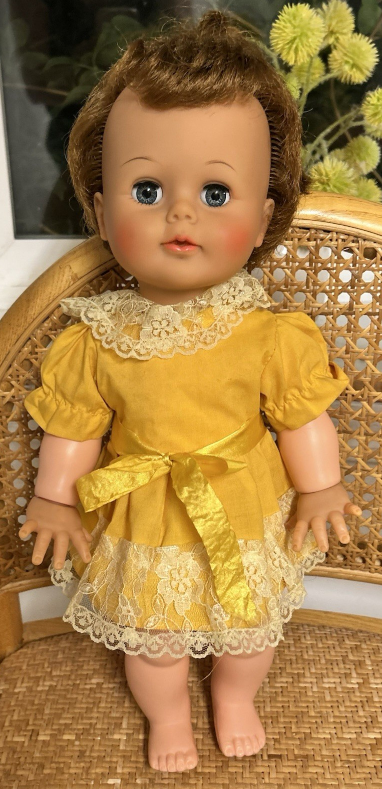 Vintage 1960 Tiny Kissy Doll 16” IDEAL TOY CORP USA K-16-1 Blue Eyes Redressed