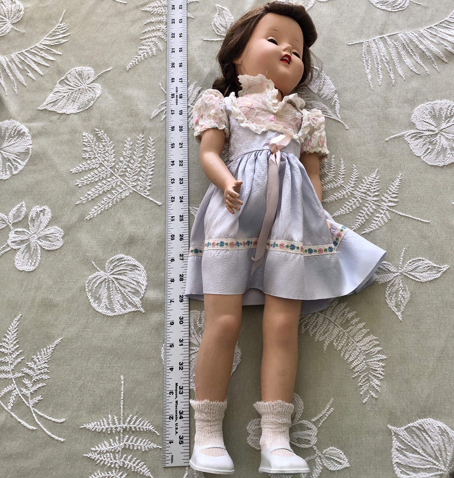 Vintage 20” Hard Plastic Walker Doll Sleepy Eyes Open Mouth Teeth Marked 210