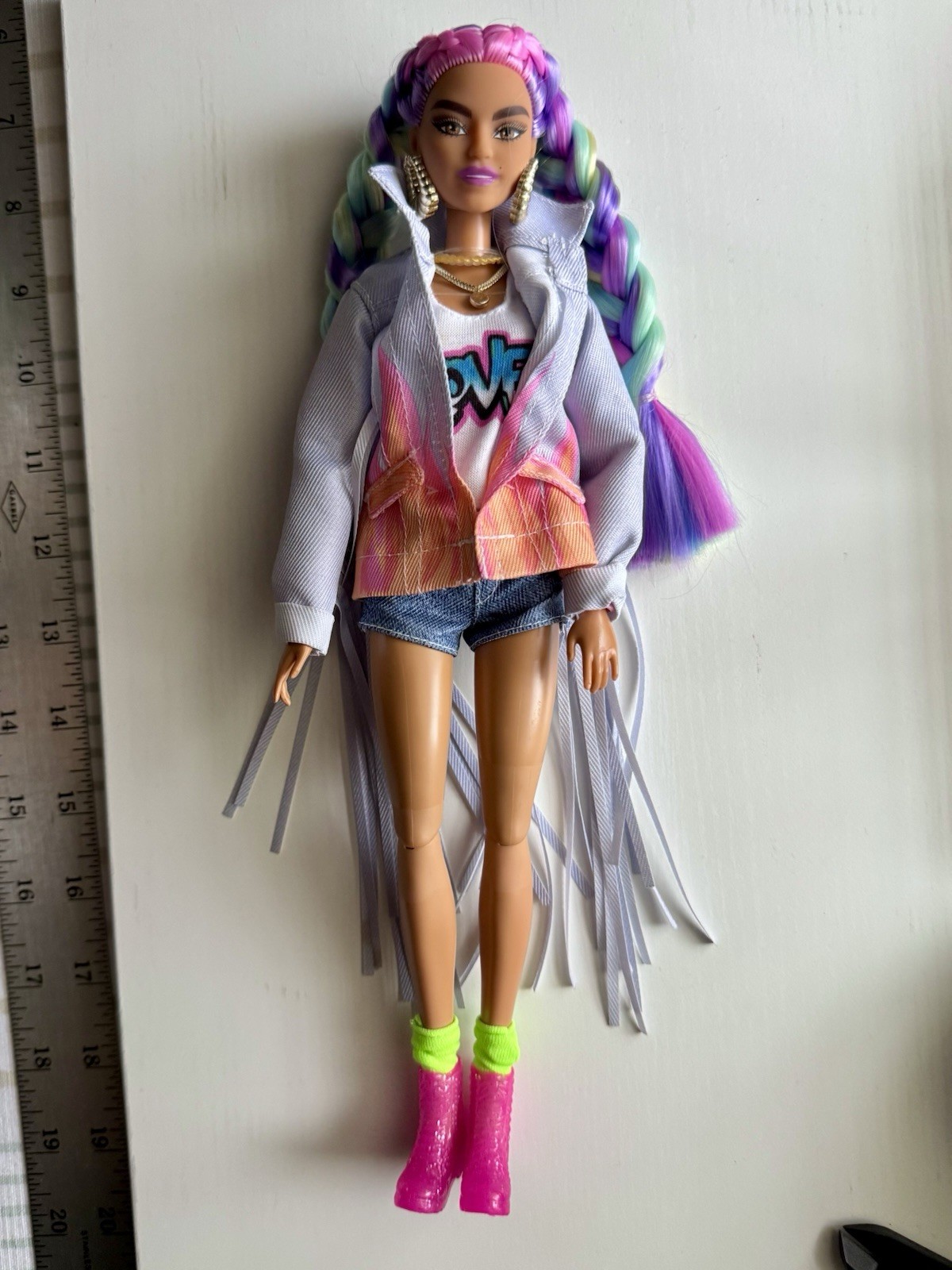 #5 Barbie Extra Doll Pastel Braids Hair 2016 Rainbow