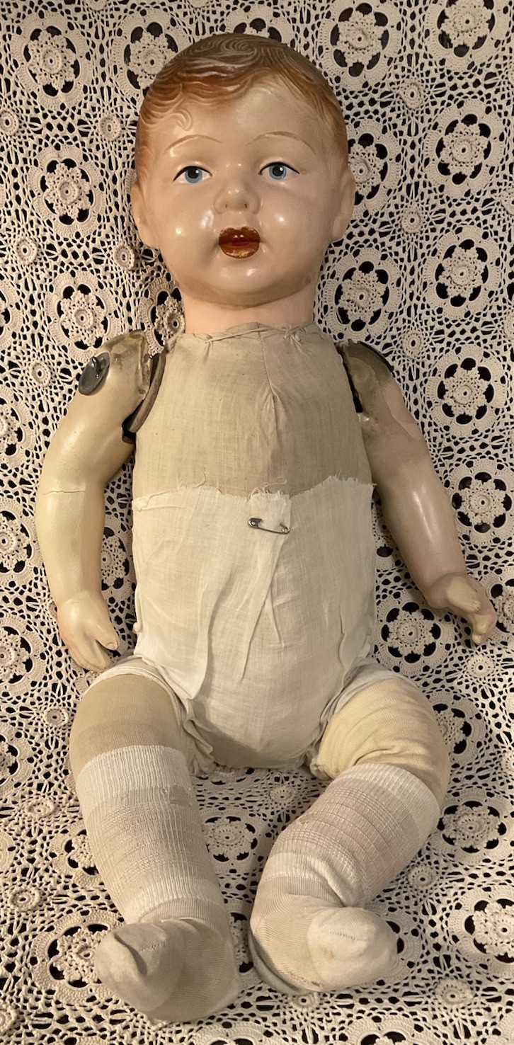 ANTIQUE COMPOSITION & CLOTH LIFE SIZE MANNEQUIN STORE DISPLAY BABY BOY DOLL RARE