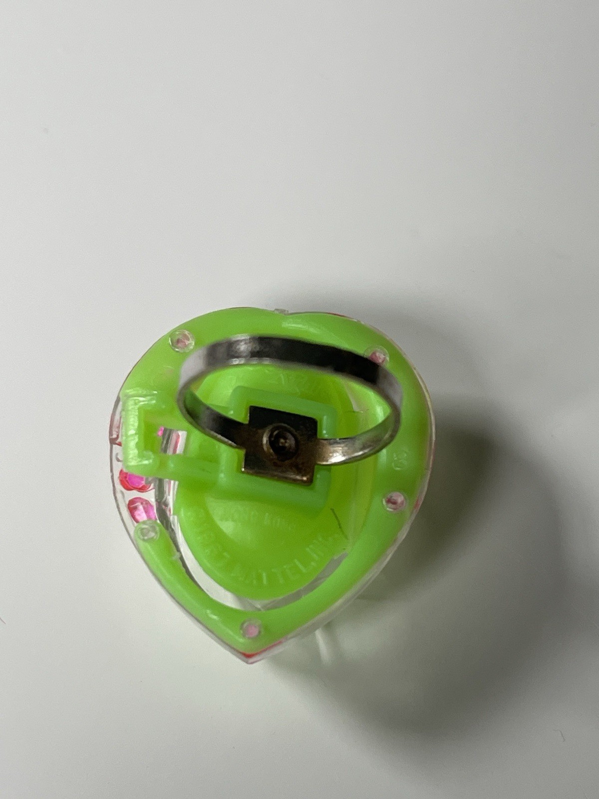 Vintage 1967 Mattel Liddle Kiddle Heart Locket Ring Blond Doll Pink Green