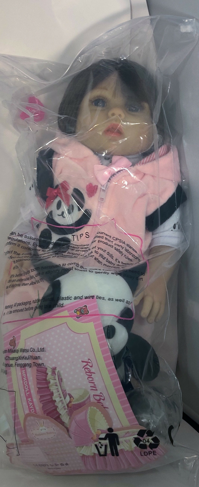 Kaydora Reborn Baby Doll 18 Inch Weighted Vinyl New In Box Pink Panda Hoodie NIB