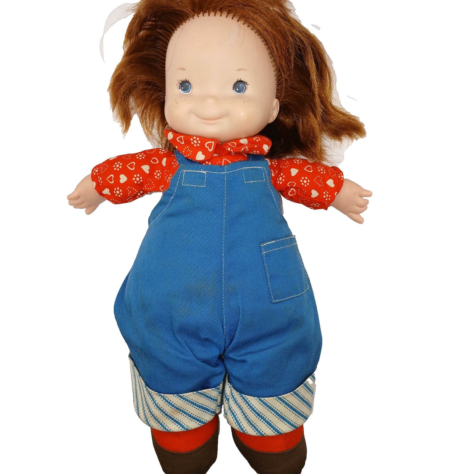 Vintage Fisher Price Audrey Lapsitter Doll Soft Body Vinyl Head #203 Overalls