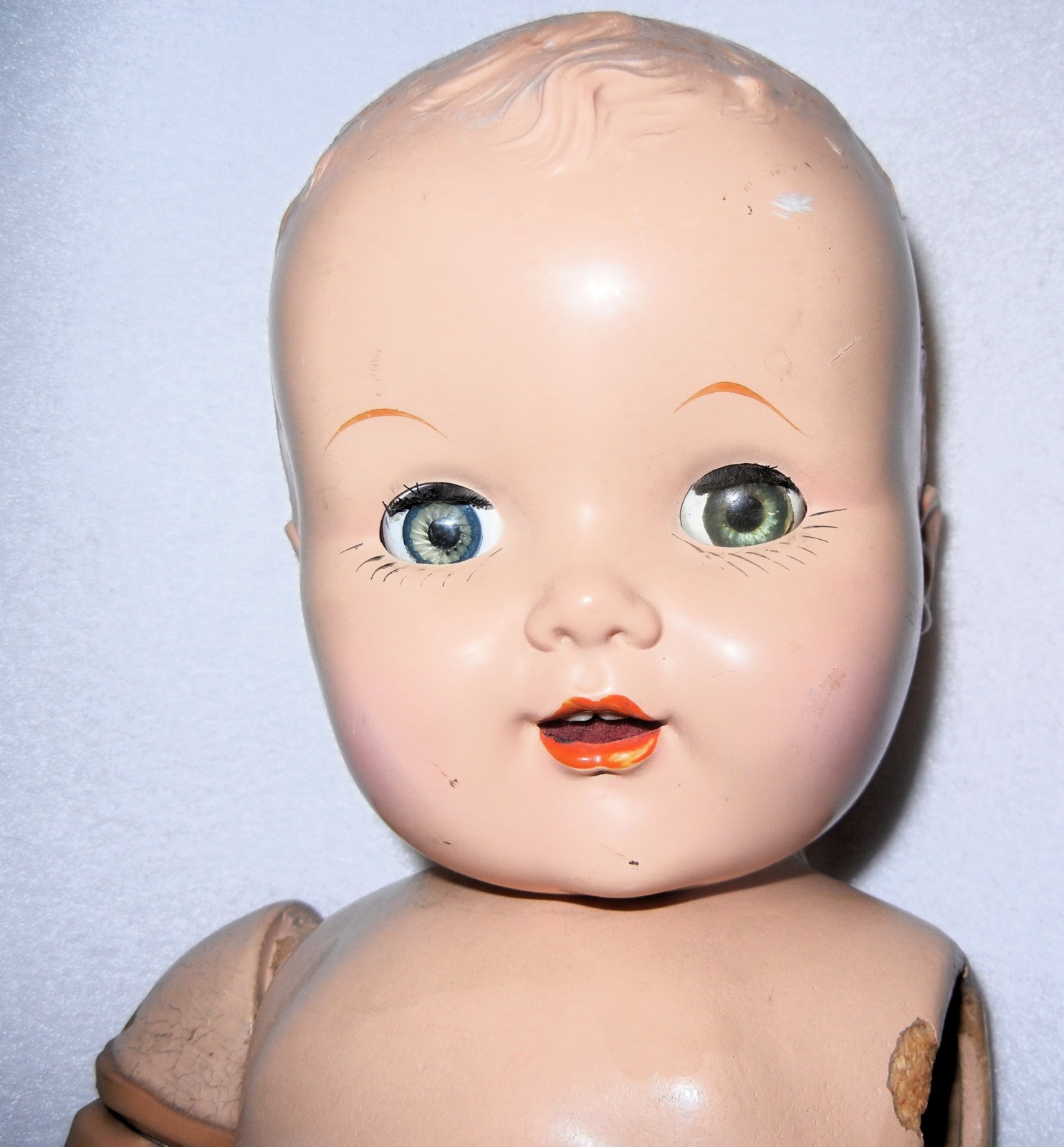 Vintage 21″ Doll for Parts or Repair, Composition Body, Vinyl Legs & One Arm