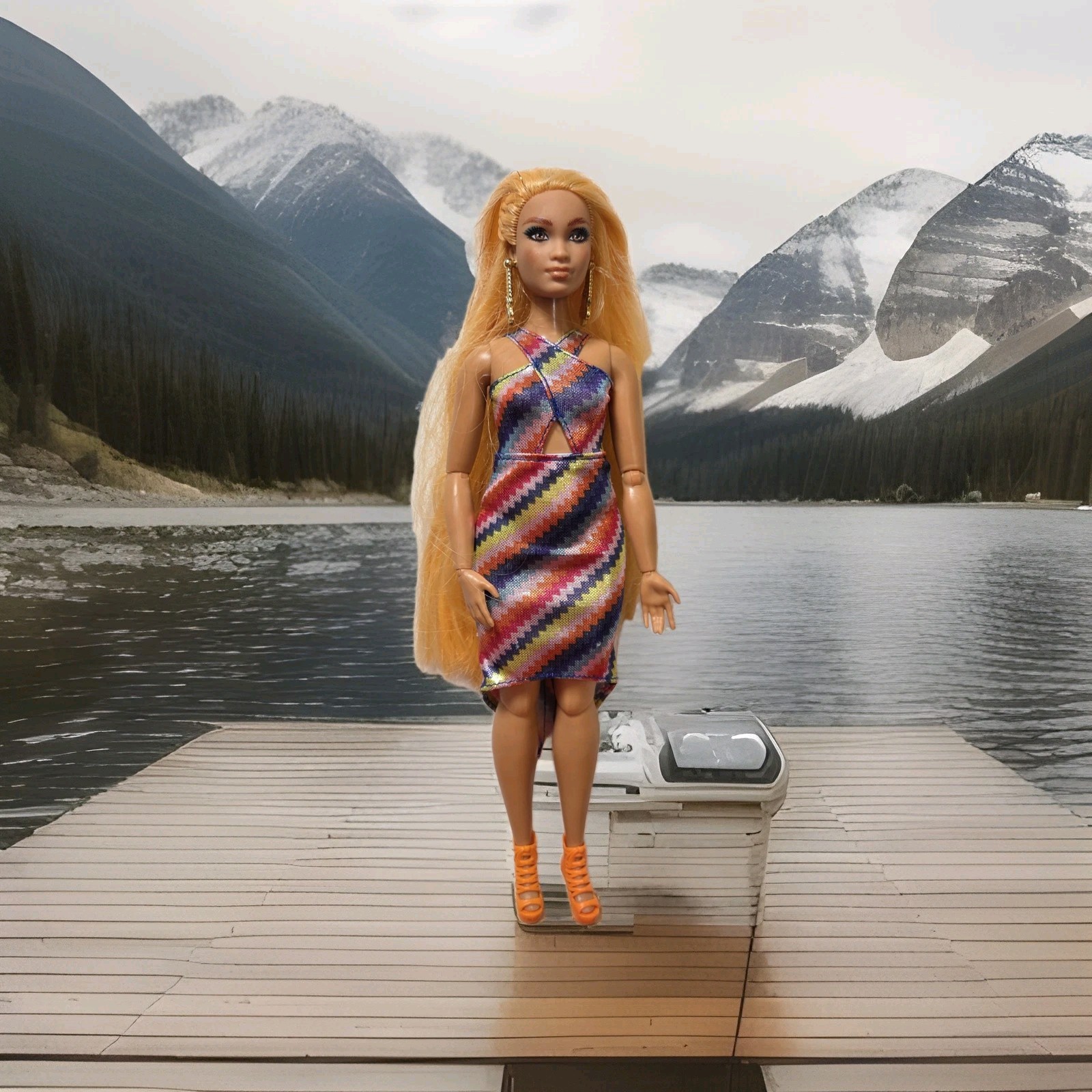 Barbie EXTRA FANCY Fashion Doll Redress Orange Hair Curvy Articulated EUC C193