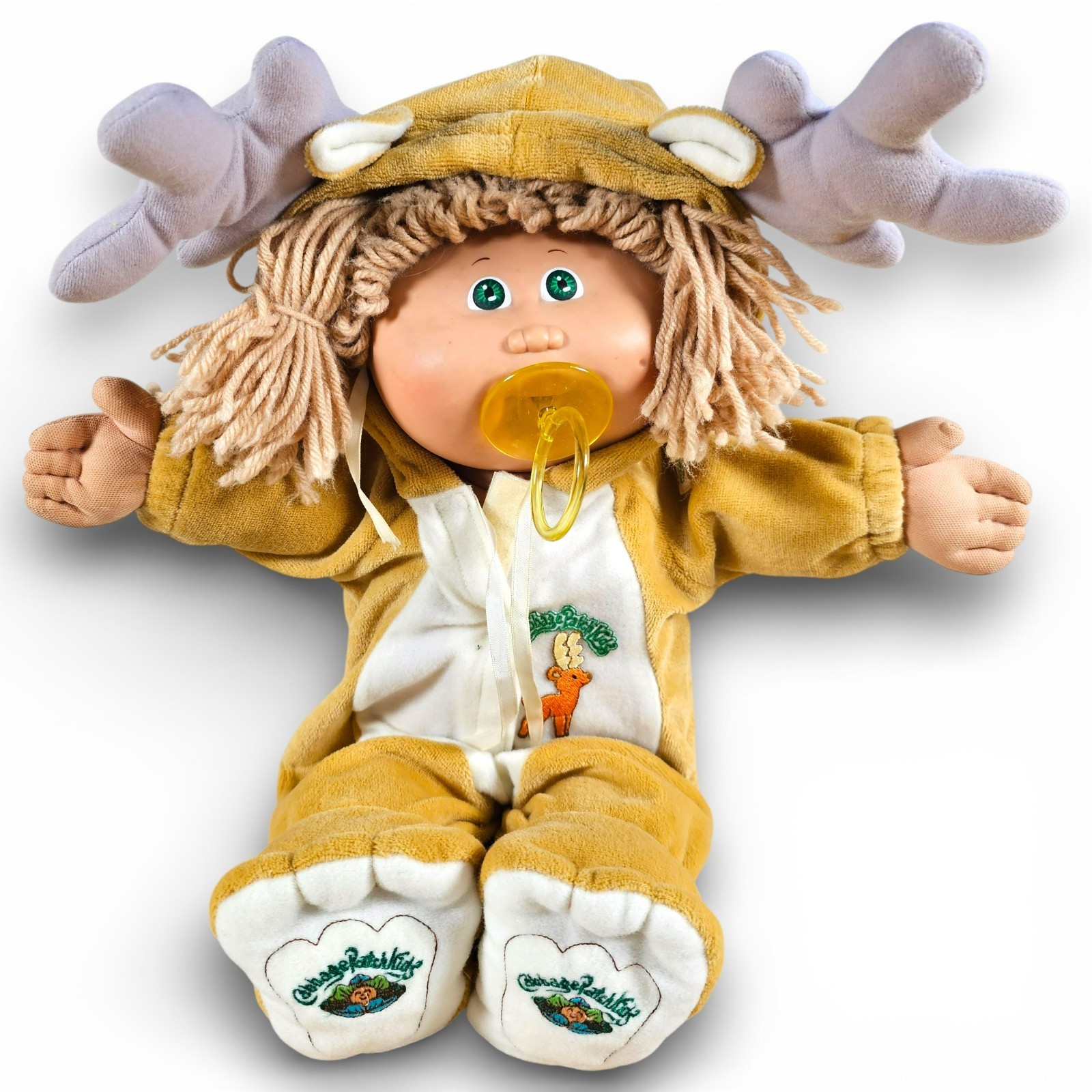 Coleco Cabbage Patch Kids Doll One Dimple Paci Mouth Reindeer Costume Vintage