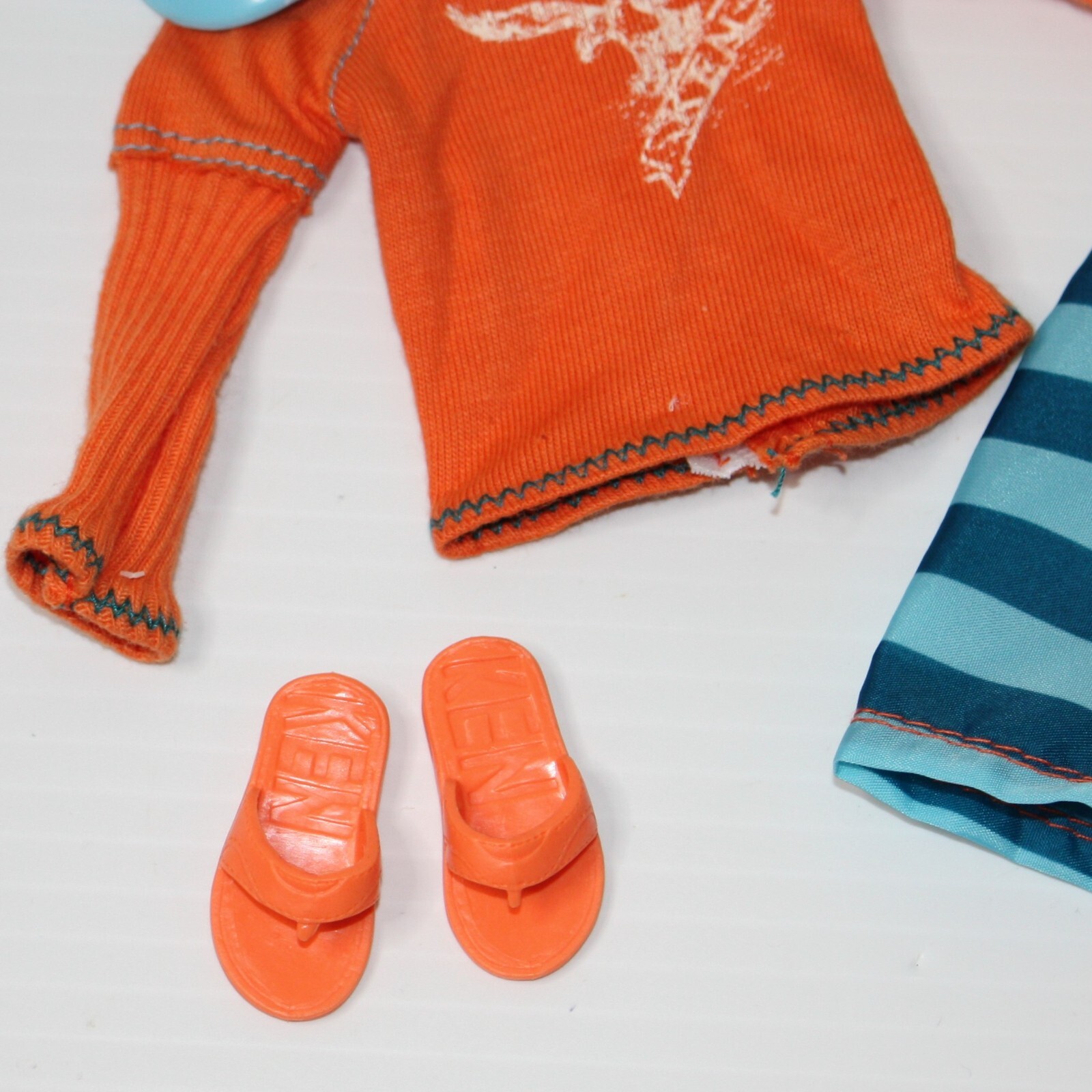 Barbie Ken Fashionistas Doll Outfit Orange Top, Shorts, Visor & Flip Flop Shoes