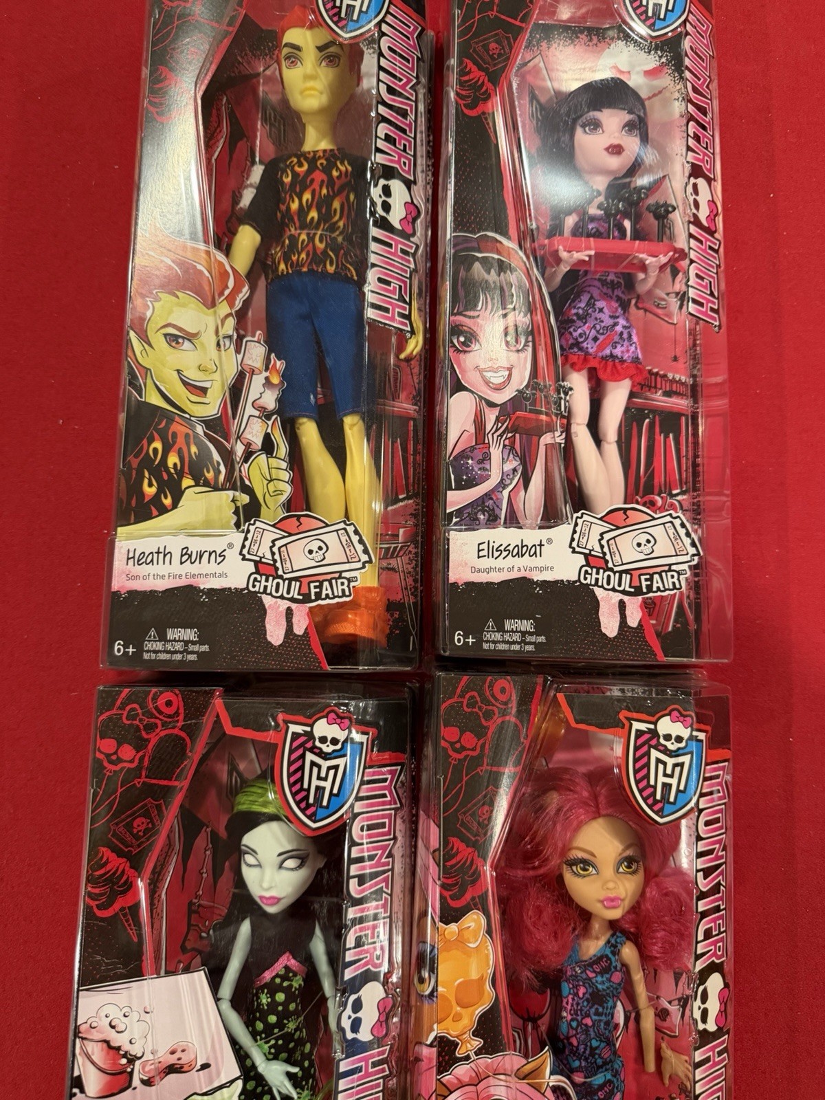 Monster High Ghoul’s Fair 4 Dolls Sarah, Heath,Elissabat, Howleen NIB
