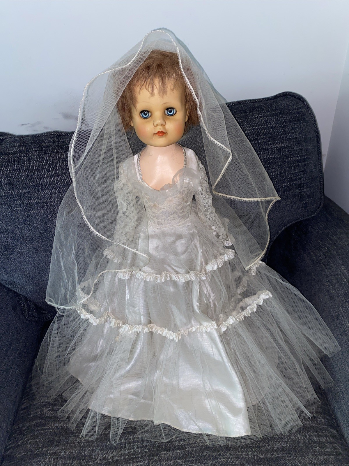 Vtg Walking Bride Doll 26″ Tall Eegee Goldberger 1950s Crier Works Original