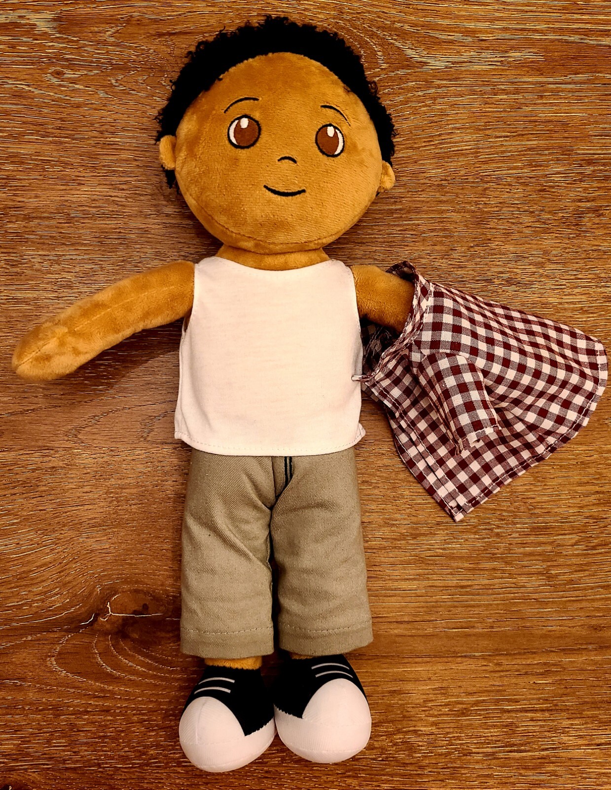 Bruno The Cool Brown Curly Hair Boy Soft Rag 14” plush Doll Toy/ Handmade Gift