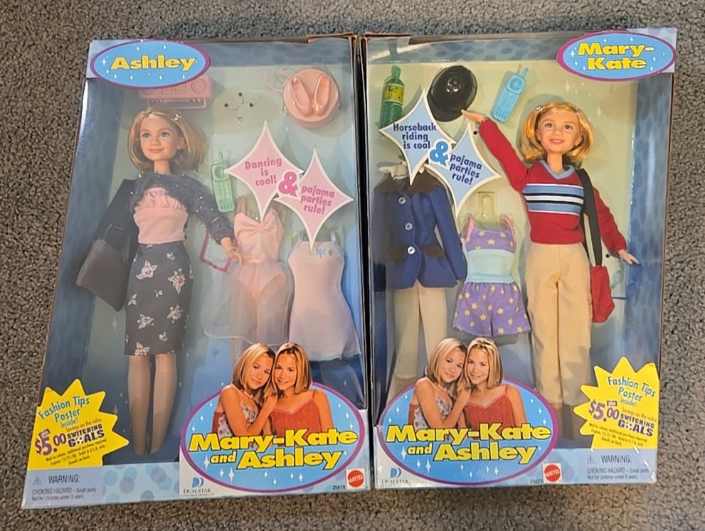 MATTEL BARBIE TWINS 25877 MARY-KATE OLSEN & 25878 ASHLEY OLSEN TWO DOLLS NRFB