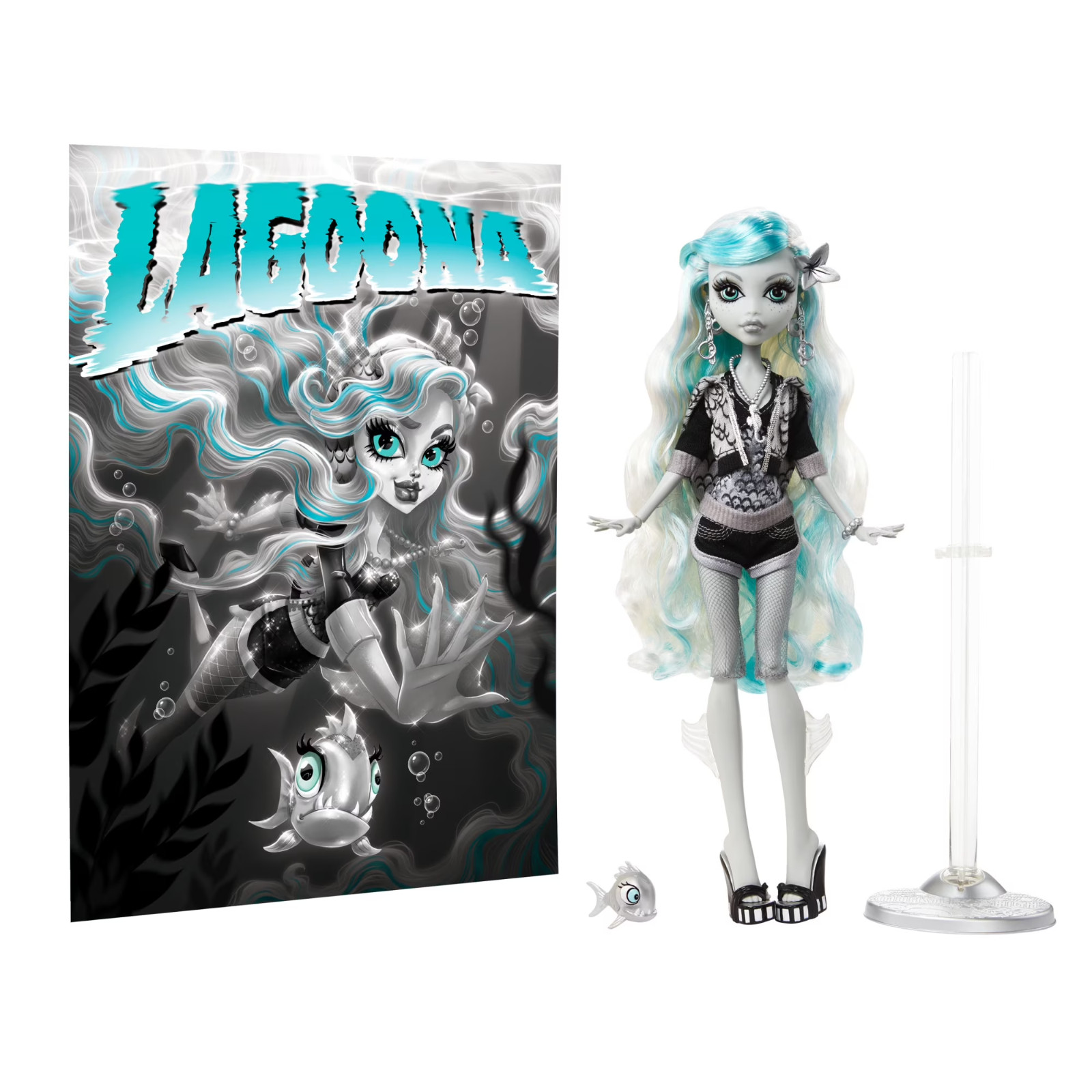 Monster High Reel Drama Lagoona Blue Collector Doll in Black and White