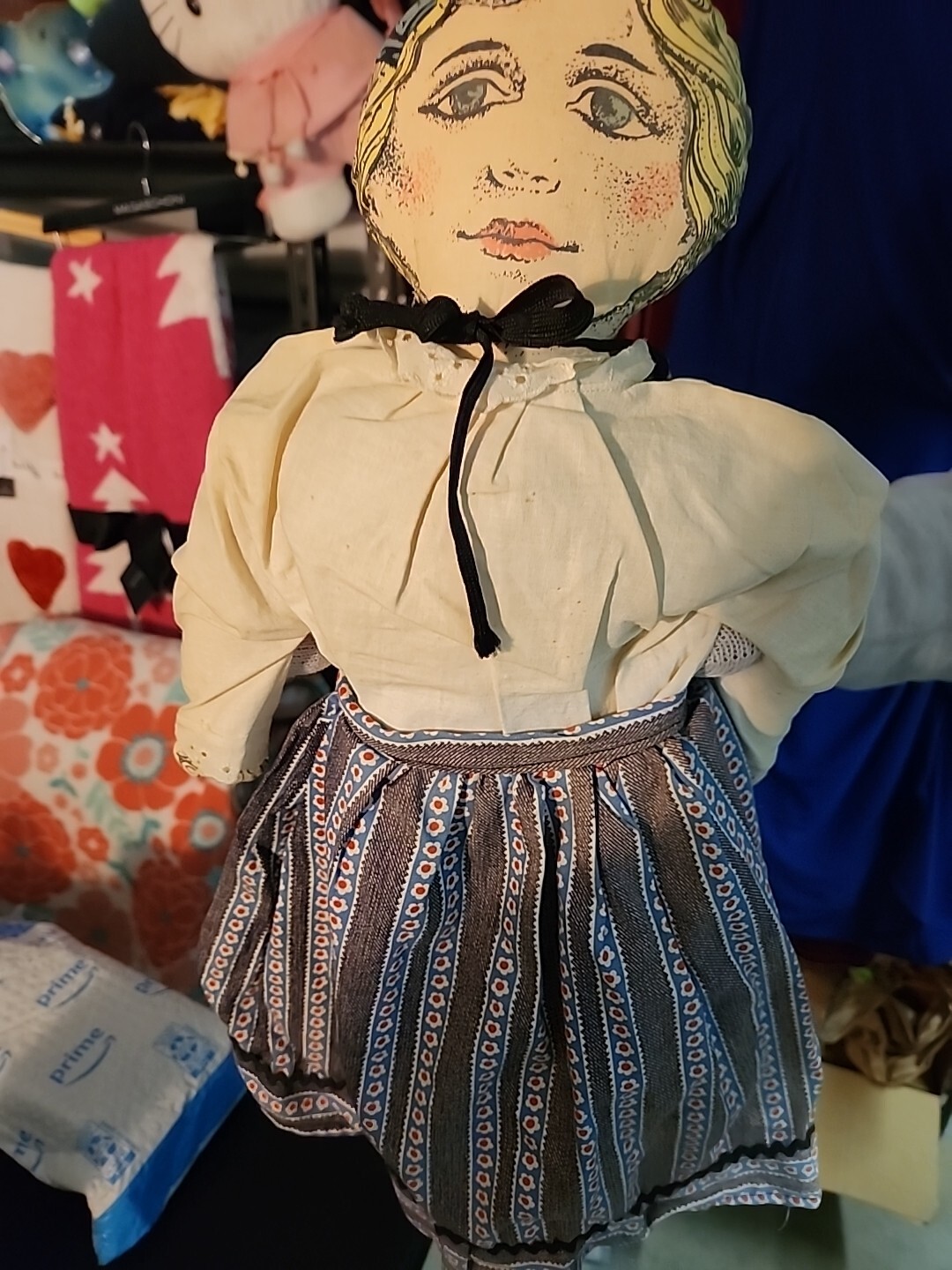 Two Faced Vintage Cloth Doll. LADY FARMER FEATURES
