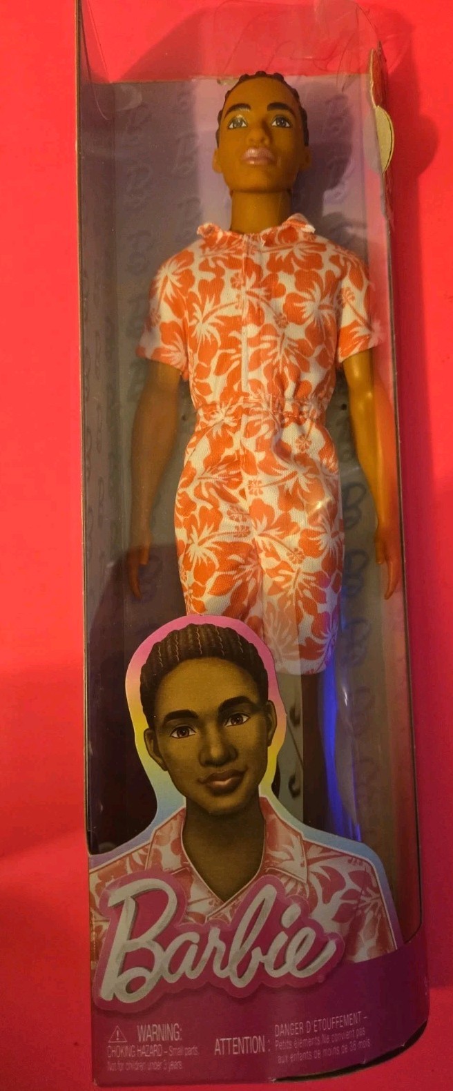 Barbie Fashionistas Ken Doll #235 Brown Braided Hair & Coral Jumpsuit – New