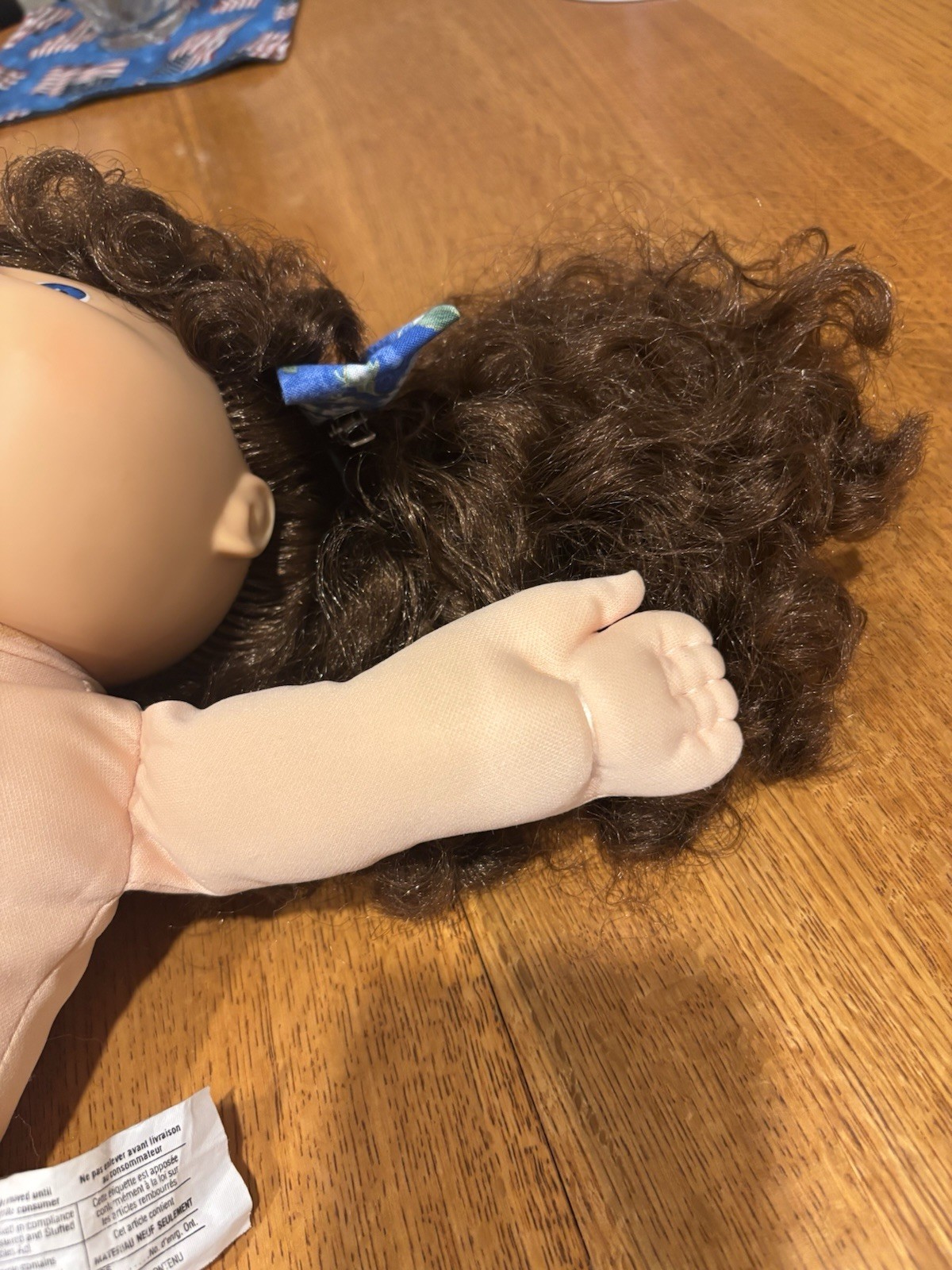 Cabbage Patch Kid Cornsilk Designer Line brown curly hair blue eyes overalls