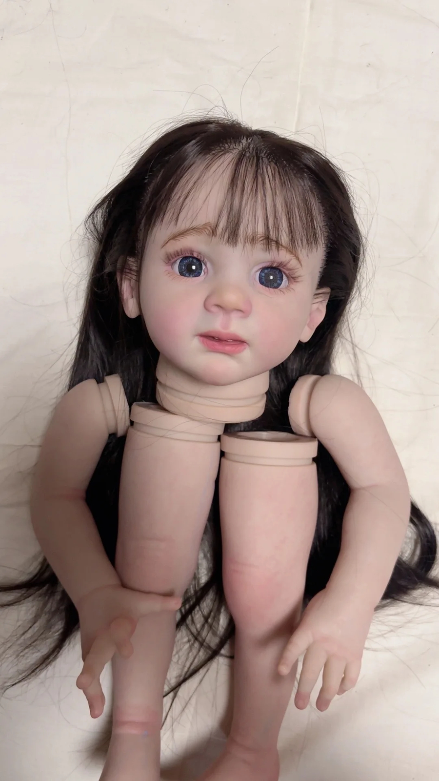 24″ Unassembled Painted Reborn Doll Kit Toddler Girl with Cloth Body Rooted Hair