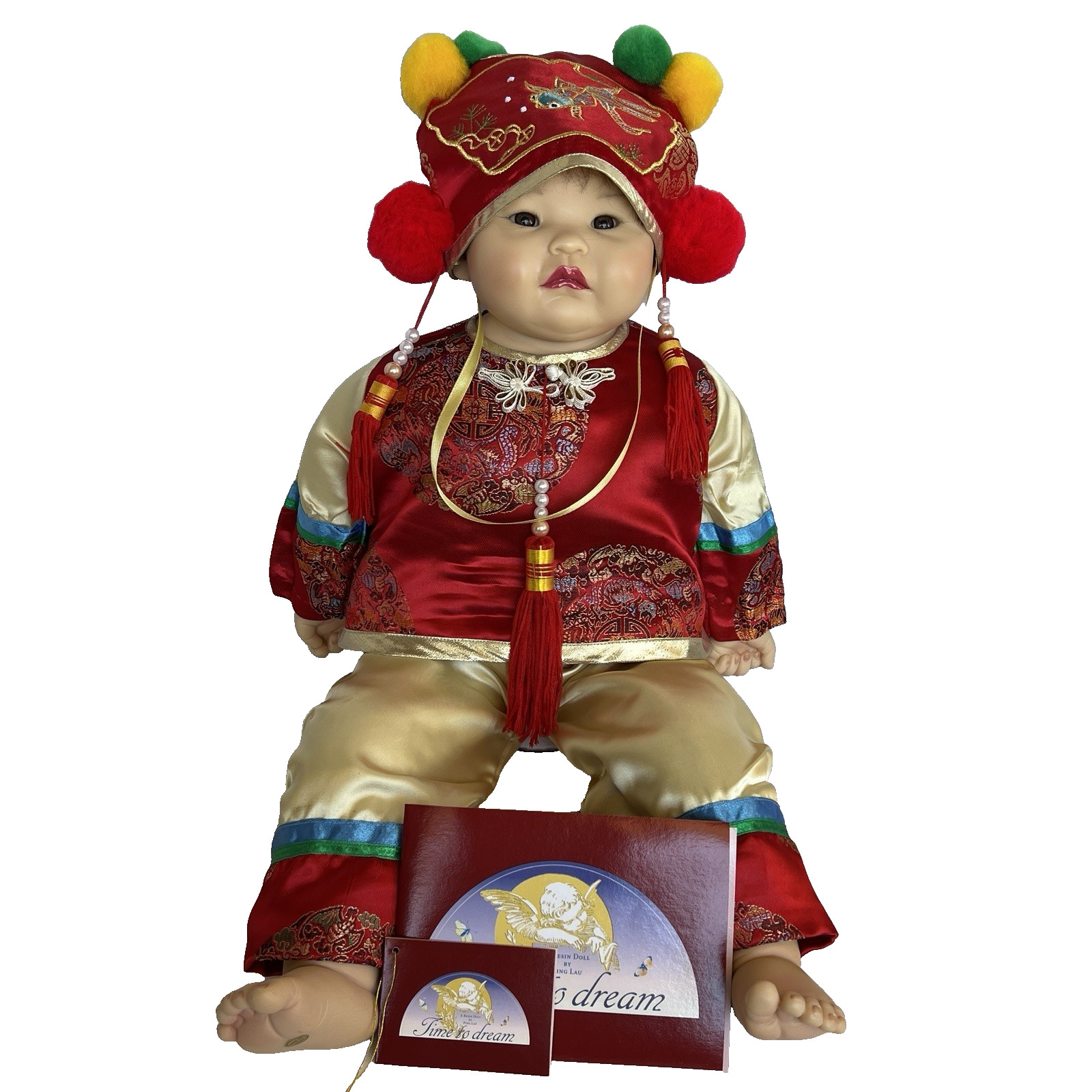 Ping Lau Meng Meng Asian Resin Cloth Doll Limited Edition Paper Tag COA 161/200