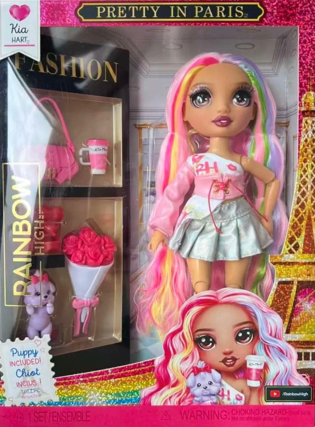 IN HAND NEW Rainbow High Pretty In Paris KIA HART W/ Puppy Fashion Doll