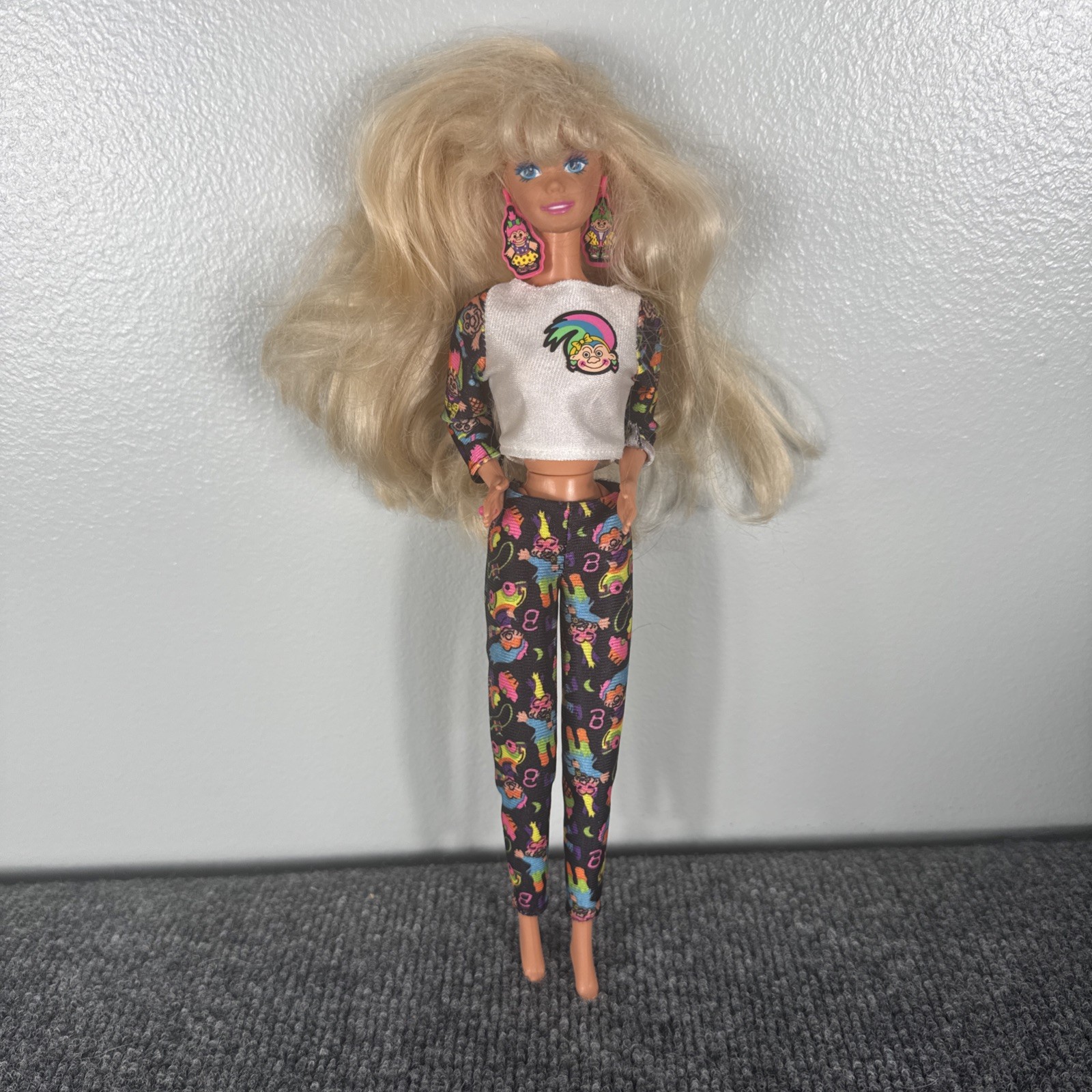 Vintage 1992 Troll Barbie Doll in Original Outfit & Earrings #10257 Mattel