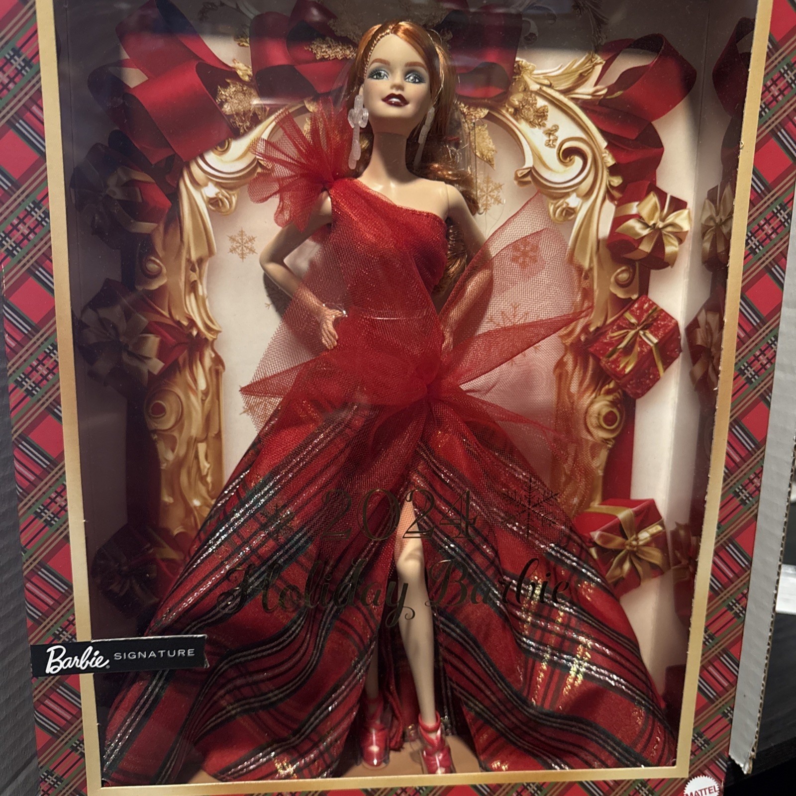 Mattel HOLIDAY Christmas REDHEAD BARBIE Doll in Plaid Dress Collector 2024 NEW