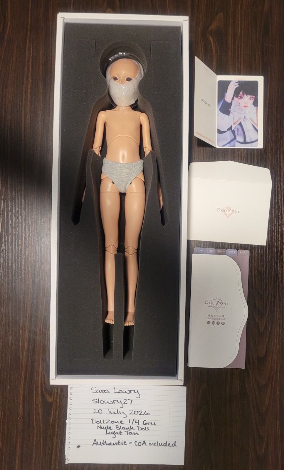 DollZone 1/4 boy BJD Gru, Limited Edition Lt Tan resin, nude blank w/ COA