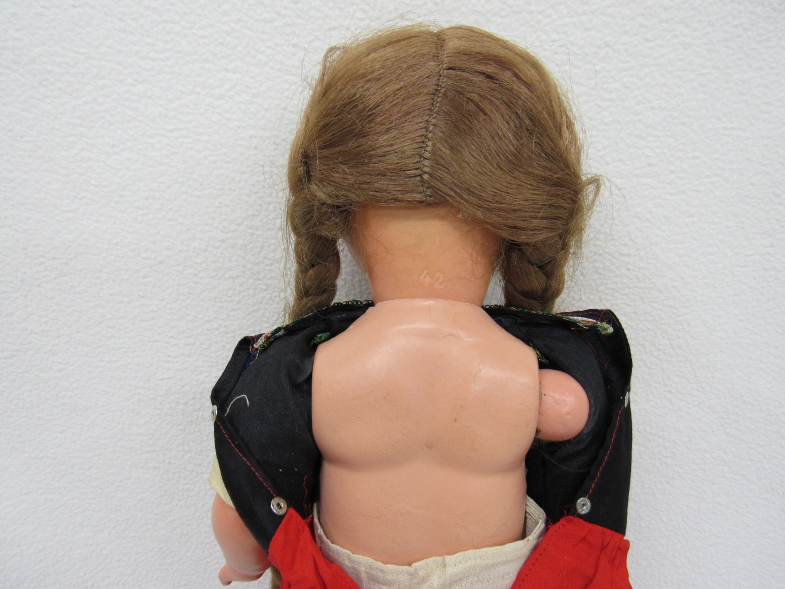 Antique German Composition Doll Marked 42 Glass Sleep Eyes