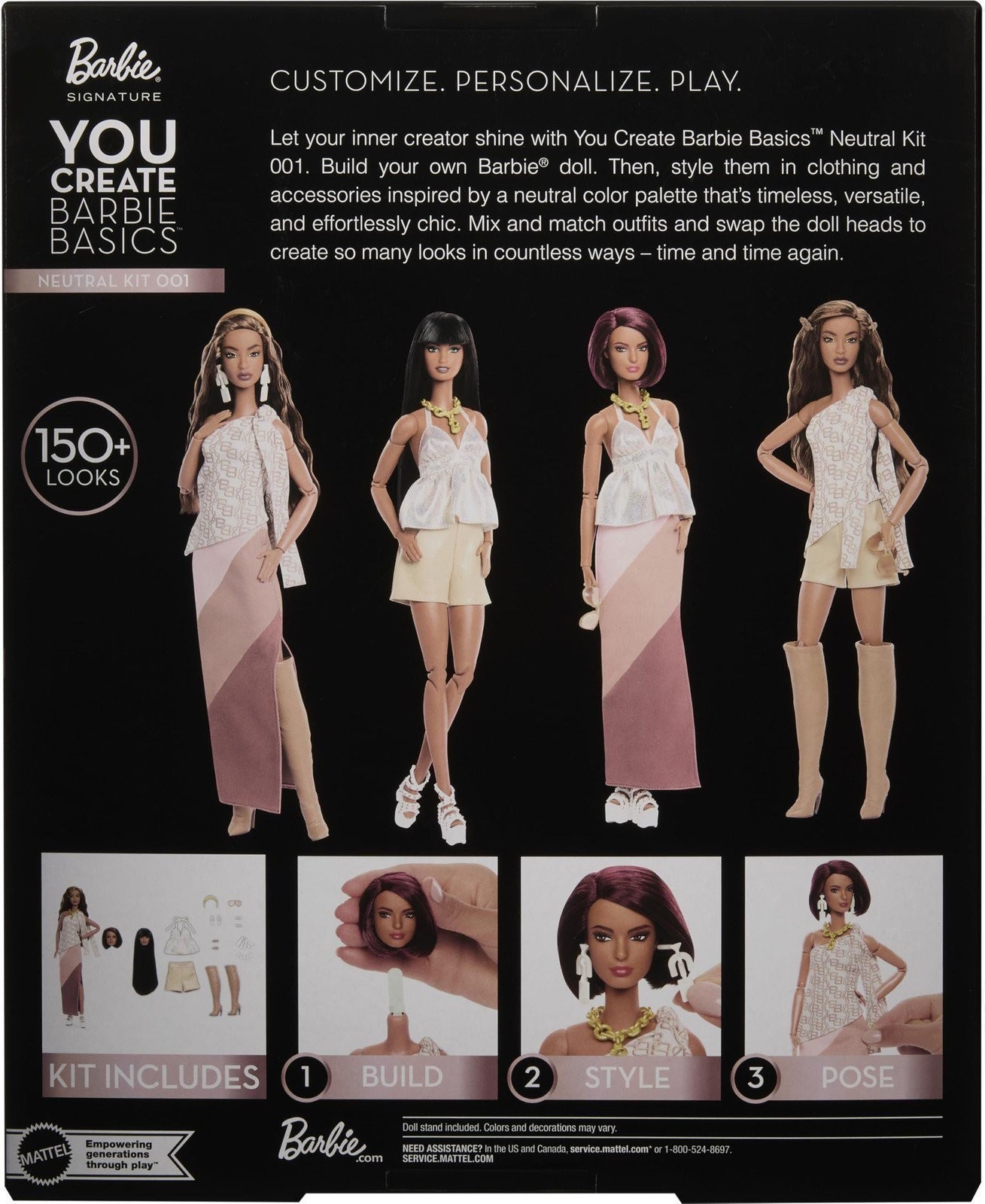 Barbie Basics You Create Neutral Kit w/ Customizable Doll, 2 Extra Heads & More