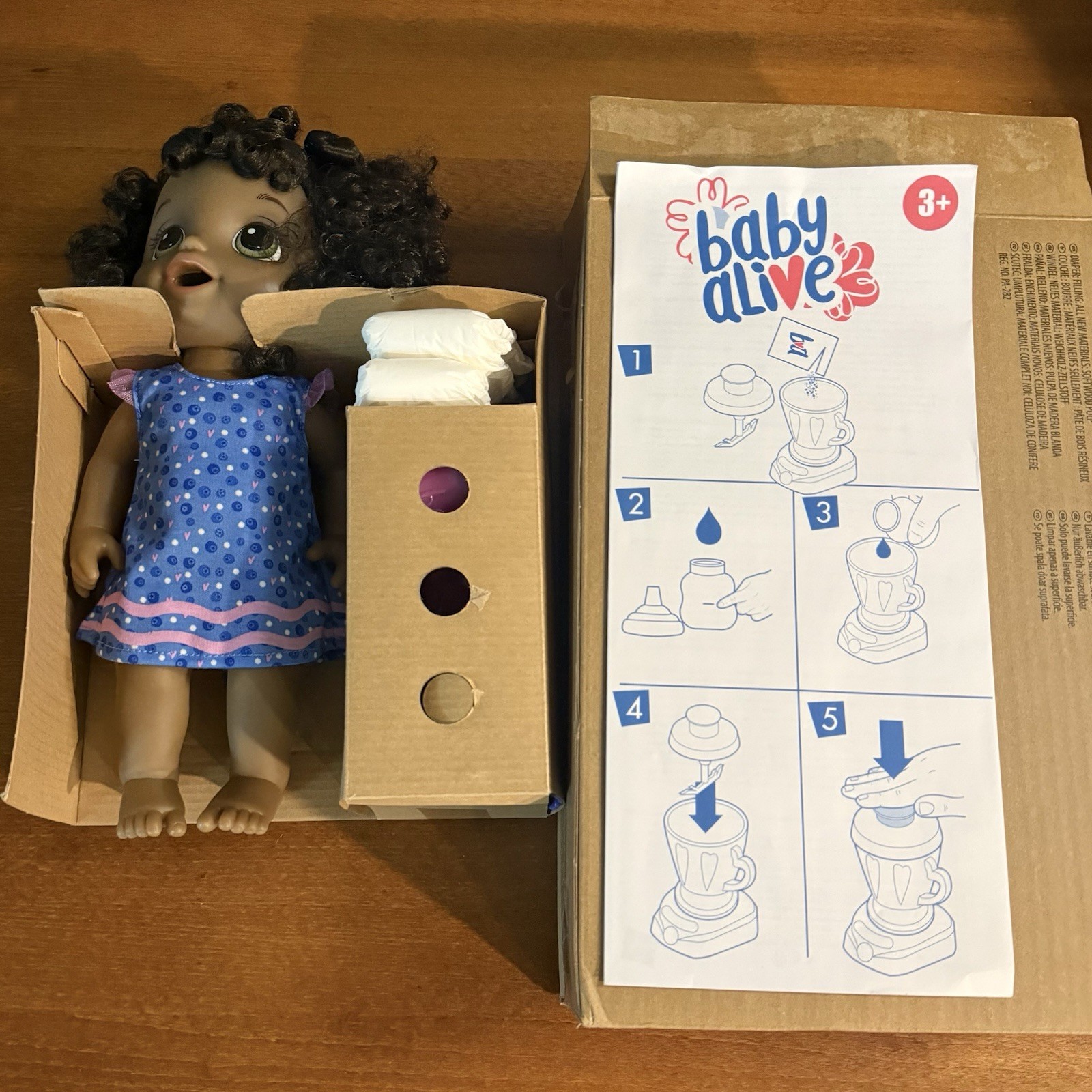 Baby Alive Magical Mixer Doll Blueberry Blast W/ Blender Accessories Brown Black