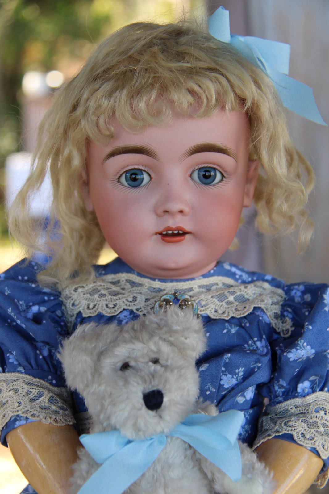 23”Antique Kestner 146 Bisque Doll–Blue Sleep Eyes – Original Body fully dressed
