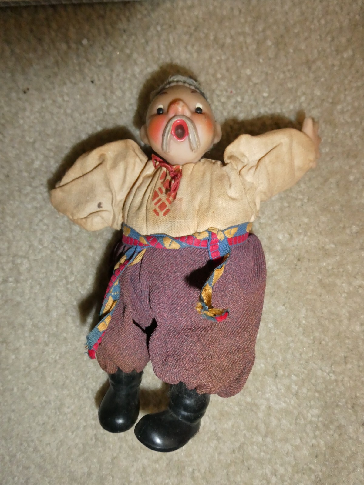 Vintage 1950s Cloth Plastic Ethnic Man Character Doll 6″ Tall