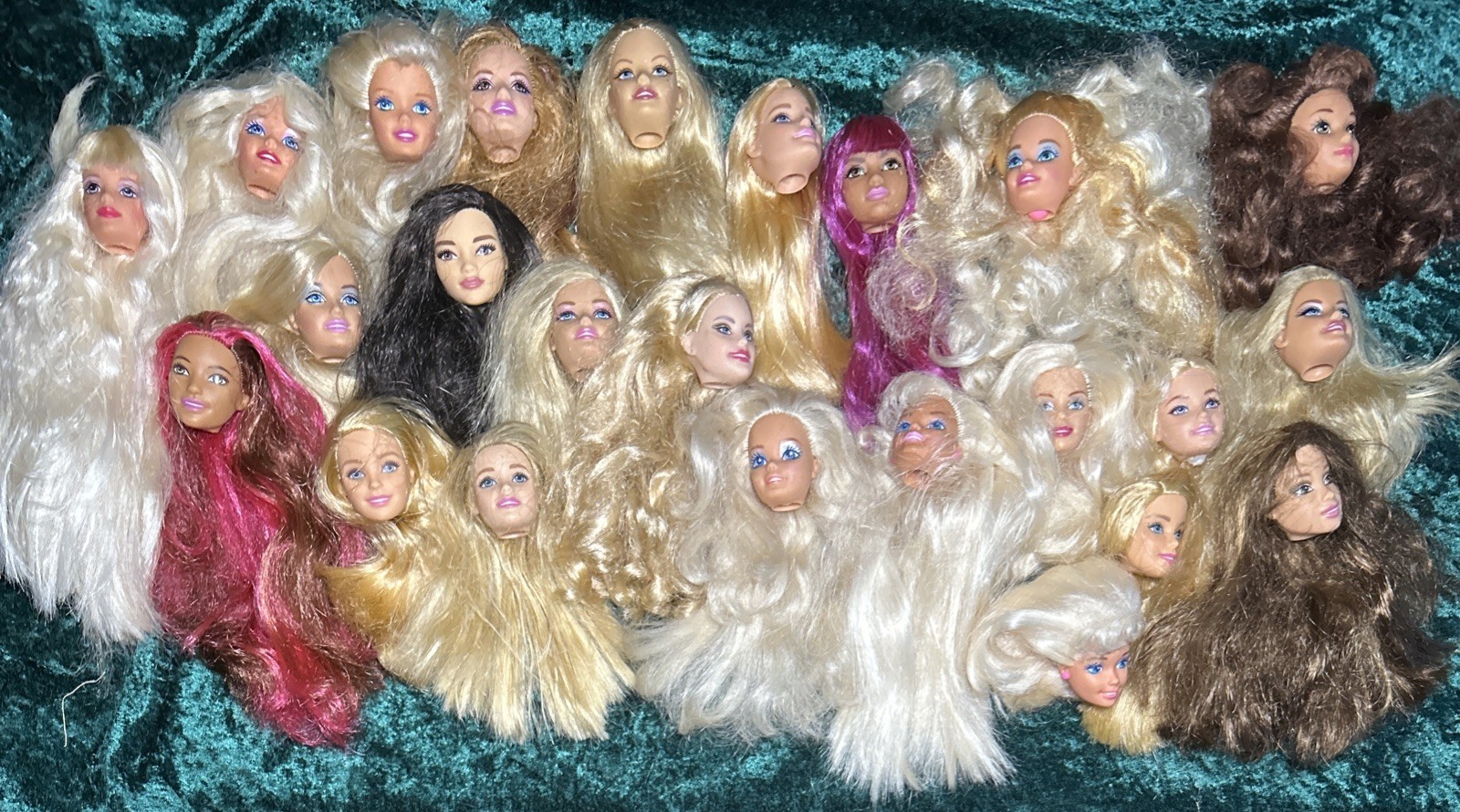 Lot Of 24 Barbie Doll Heads from 90s, 2000, 2010s, 2020s