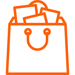 Ícone de sacola de compras representando shoppings e opções de comércio em Cuiabá, MT.
